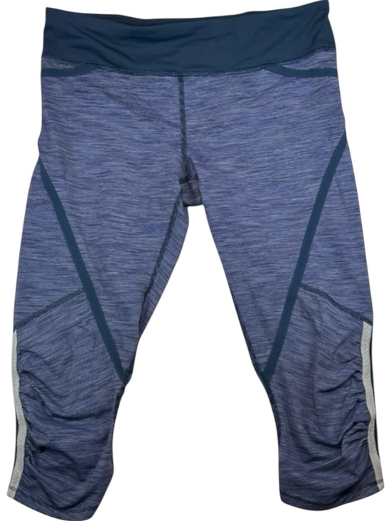 lululemon athletica Pants - Lululemon Run Pace Capri Leggings Blue Size 8 Ruched Activewear Gymcore